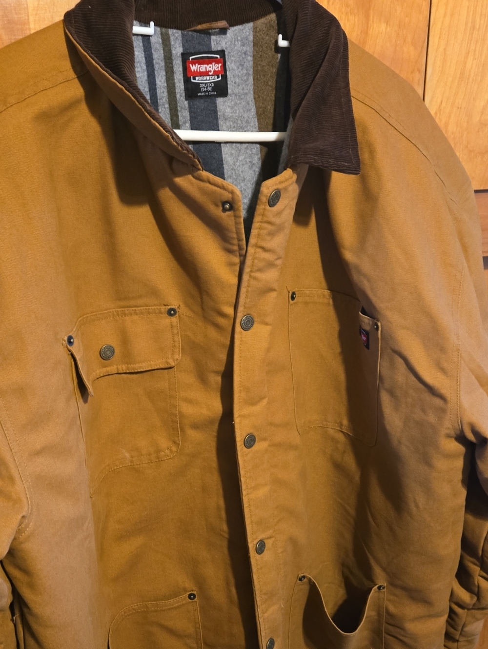 Wrangler Brown-Tan Canvas Field Jacket with Dark Brown Corduroy Collar